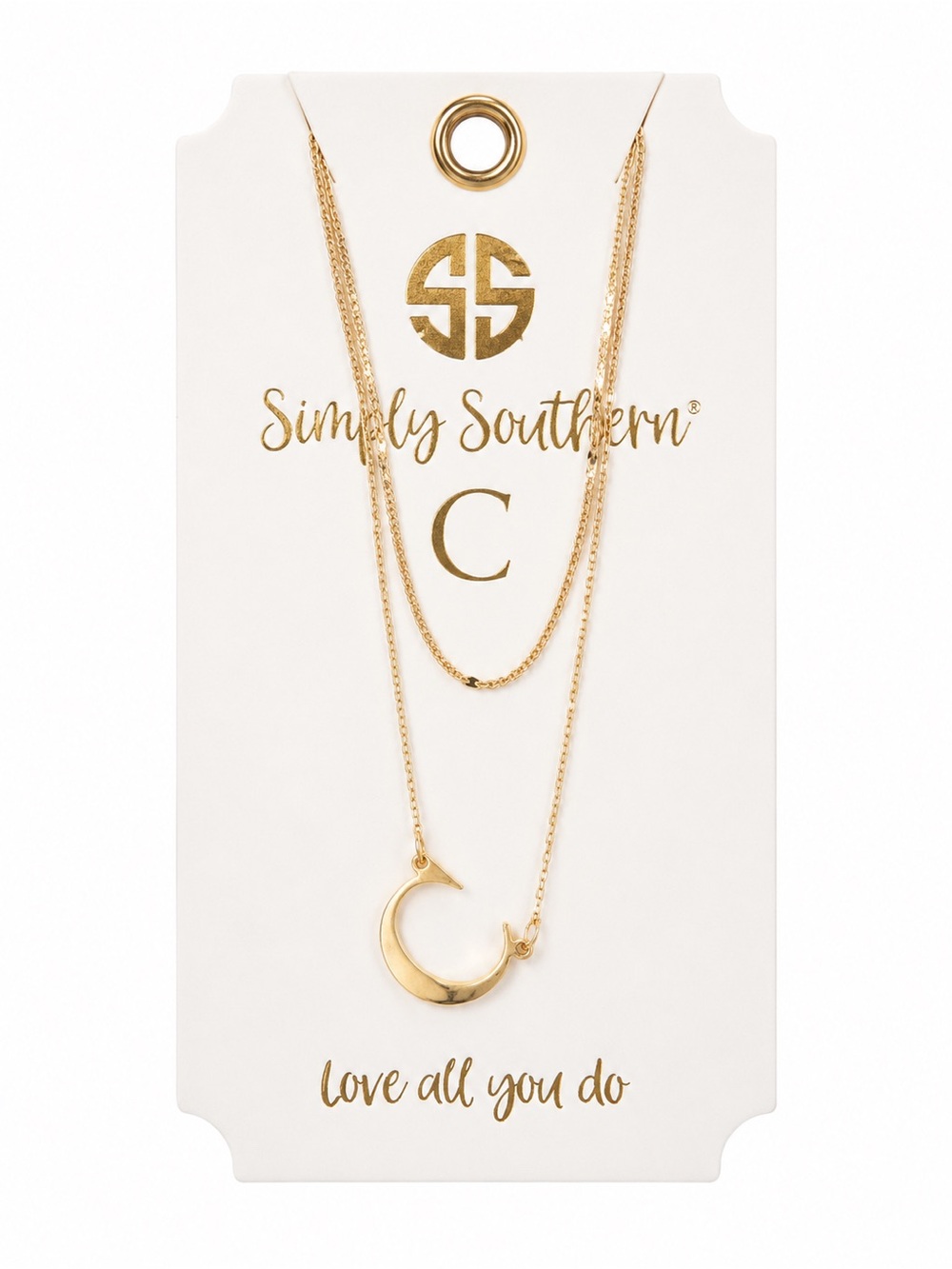 Gold “C” Pendant Layered Necklace • NEW IN PACKAGE